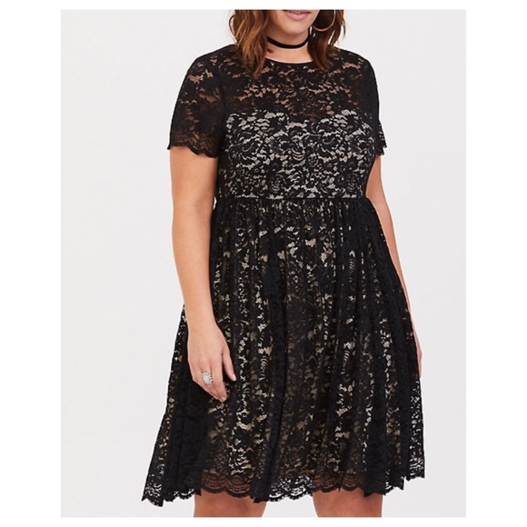torrid Dresses & Skirts - ➕Torrid Black Lace Illusion neck skater Dress